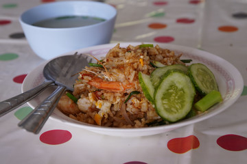 Fried rice is the only dish in Asia. Fried rice with Tomato sauce, chilli sauce, black soy sauce, soy sauce And add meat such as pork, chicken, squid, crab and shrimp.