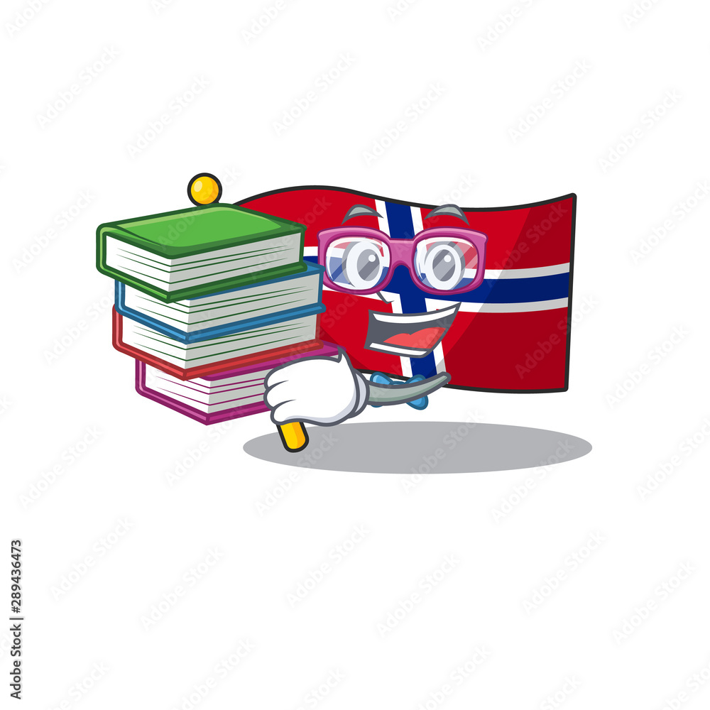 Wall mural Student with book norway flag placed in character cupboard