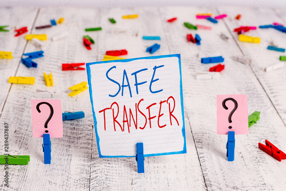 Poster conceptual hand writing showing safe transfer. concept meaning wire transfers electronically not pap