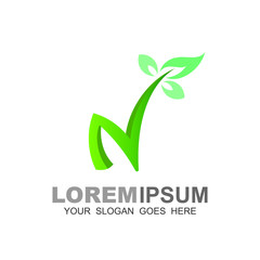 Letter n logo with leaf design natural, tree and Letter n logo