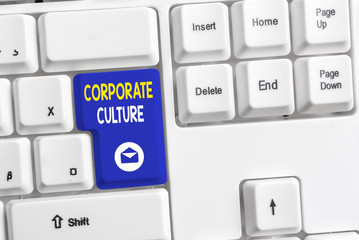 Word writing text Corporate Culture. Business photo showcasing pervasive values and attitudes that...