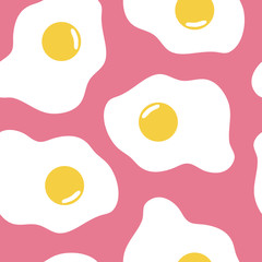 Vector seamless pattern of scrambled eggs on pink background