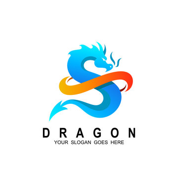 Dragon logo with letter s design illustration, Letter s and dragon 