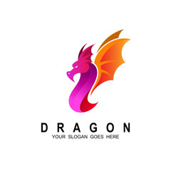 Obraz premium dragon logo + dragon and fire + game application icon ,china company icon