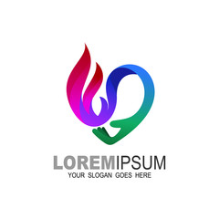Obraz premium Heart logo and fire design combination, charity logo , warm icon
