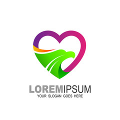 Love logo with eagle design vector,  line logo design simple