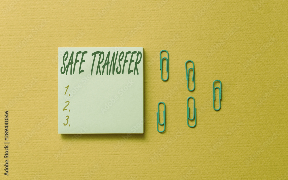 Poster writing note showing safe transfer. business concept for wire transfers electronically not paper bas
