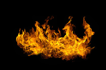 Fire flames on black background_Image