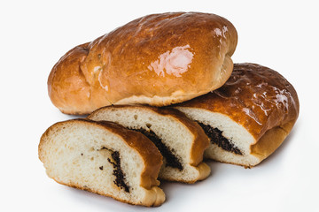 bakery products on white background