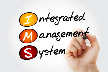 IMS - Integrated Management System acronym with marker, business concept background