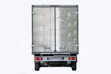 Rear view of the truck with the image of paper bags