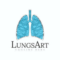 lung logo with art design, healthcare and medical icon -vector
