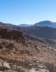 Obraz premium Amazing Sunrise at Sinai Mountain, Beautiful dawn in Egypt, Beautiful view from the mountain 