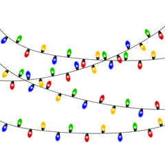 Christmas lights. Colorful Xmas garland.