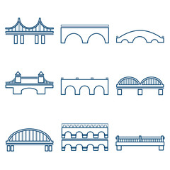 Set of modern vector line bridges icons for web design - 289448804