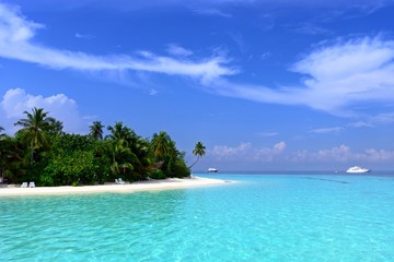 Beautiful beach blue sea and blue sky