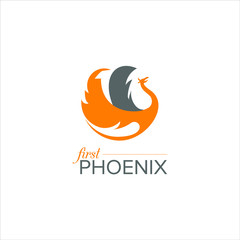 phoenix logo simple orange color round circle fly icon design idea
