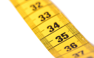 Measuring tape, selective focus on 35