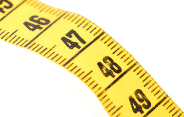 Measuring tape, selective focus on 47