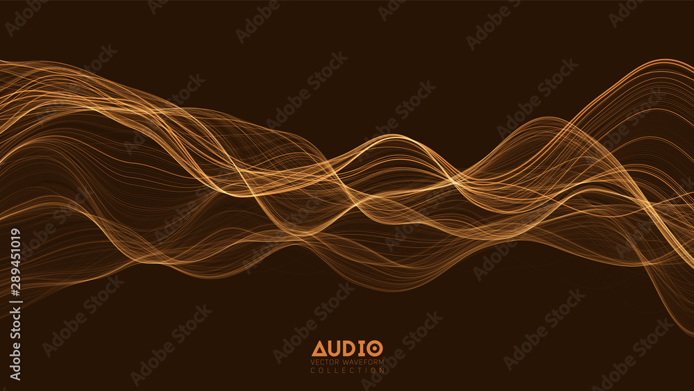 Poster vector 3d echo audio wavefrom spectrum. abstract music waves oscillation graph. futuristic sound wav