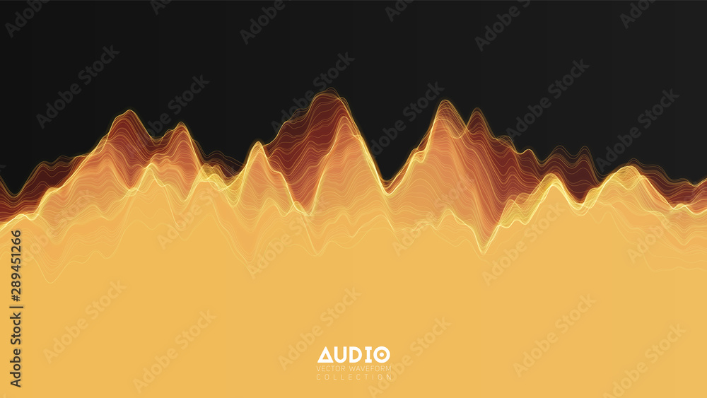 Poster vector 3d echo audio wavefrom spectrum. abstract music waves oscillation graph. futuristic sound wav
