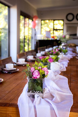Fototapeta na wymiar Table setting at a high tea, bridal shower, tea