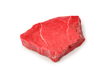 Beef steak isolated on white background.