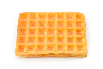 Belgian waffle isolated on white background.