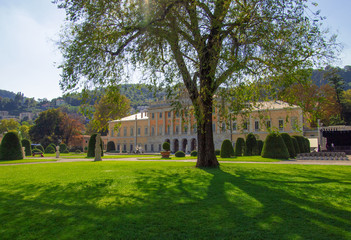 beautiful park of the neoclassical Villa Olmo overlooking the Como Lake. Lombardy - Italy