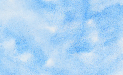 Light sky blue shades color frame watercolor illustration, creative background, smeared aquarelle painted  template. Paper textured canvas for vintage design, invitation card