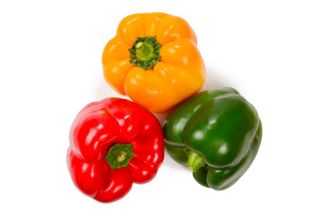 Group of bell peppers isolated on white background.