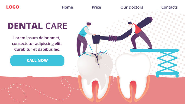 Little People Drilling Unhealthy Tooth with Caries