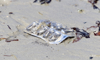 Environment concept, trash pollution on the beach