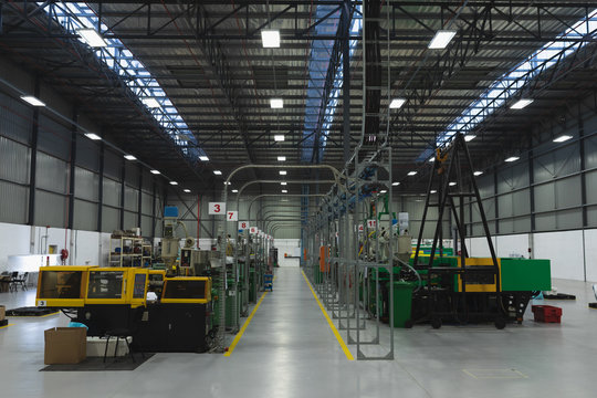 Machinery in a factory warehouse building