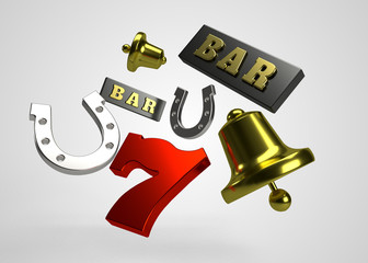 Slots Symbols Slot Machine Reel Casino 3D Render