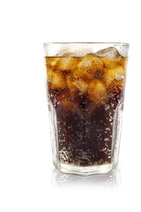 Soft drink glass on white baackground.