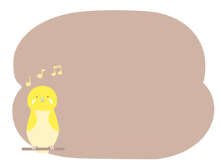 黄色いセキセインコ　音符ウッドフレーム