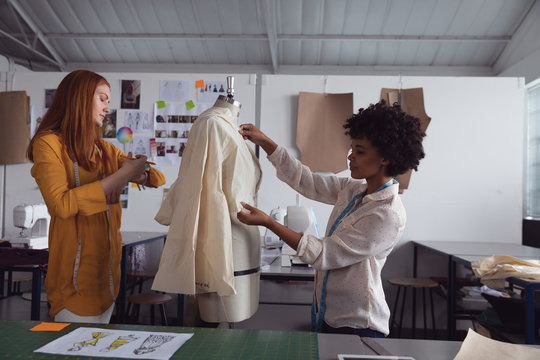 Young students working on a project at a fashion college