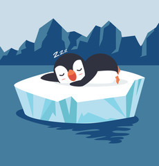 penguin sleep on ice floe vector