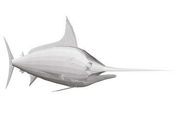 Obraz premium Polygonal fish sword. View isometric. 3D. Vector illustration.