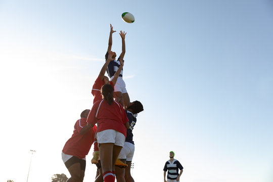 Young adult female rugby match