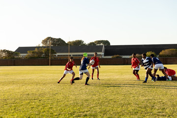 Young adult female rugby match