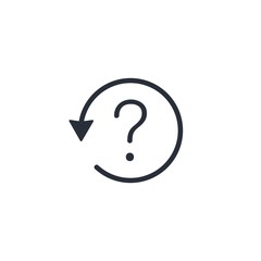 Question. Return arrow. Back to the question. Vector linear icon, white background.