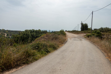 Fototapeta na wymiar The august road as it passes through the senia