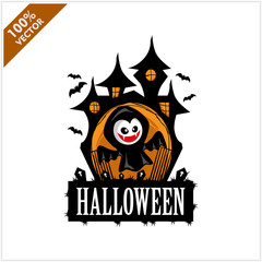 Halloween Vampire Castle Logo Vector
