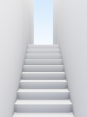 white stairway to outside, 3d rendering background