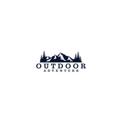 Obraz premium Outdoor mountain nature logo - adventure wildlife pine tree forest design