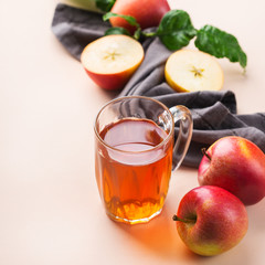 Fresh organic apple juice, harvest autumn fall concept