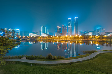 Night view of Chengdu City, Sichuan Province, China