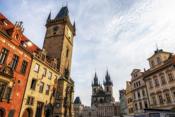 Fototapeta premium stara wieża ratuszowa i plac